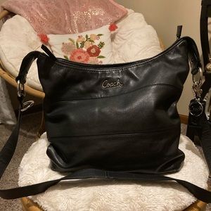 Black leather coach shoulder/cross body bag